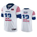 Wholesale Cheap New England Patriots #12 Tom Brady White Men's Nike Team Logo USA Flag Vapor Untouchable Limited NFL Jersey