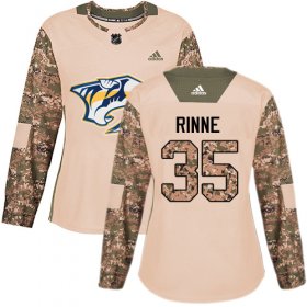 Wholesale Cheap Adidas Predators #35 Pekka Rinne Camo Authentic 2017 Veterans Day Women\'s Stitched NHL Jersey