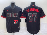 Wholesale Cheap Men's Cincinnati Reds #37 Tyler Stephenson Number Black 2023 City Connect Cool Base Stitched Jersey1