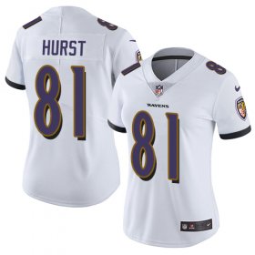 Wholesale Cheap Nike Ravens #81 Hayden Hurst White Women\'s Stitched NFL Vapor Untouchable Limited Jersey