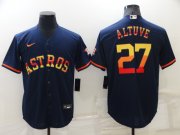 Wholesale Cheap Men's Houston Astros #27 Jose Altuve Navy Blue Rainbow Stitched MLB Cool Base Nike Jersey
