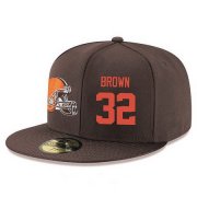 Wholesale Cheap Cleveland Browns #32 Jim Brown Snapback Cap NFL Player Brown with Orange Number Stitched Hat