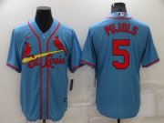 Wholesale Cheap Men's St Louis Cardinals #5 Albert Pujols Light Blue Stitched MLB Cool Base Nike Jersey