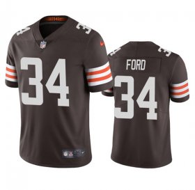 Men\'s Cleveland Browns #34 Jerome Ford Brown Vapor Stitched Game Jersey