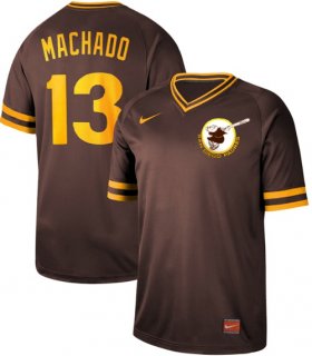Wholesale Cheap Nike Padres #13 Manny Machado Brown Authentic Cooperstown Collection Stitched MLB Jersey