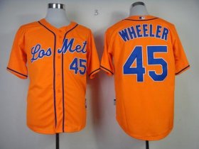 Wholesale Cheap Mets #45 Zack Wheeler Orange Los Mets Cool Base Stitched MLB Jersey