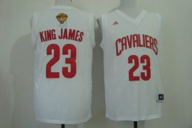 Wholesale Cheap Men\'s Cleveland Cavaliers #23 King James Nickname 2015 The Finals 2015 White Fashion Jersey