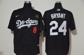 Wholesale Cheap Los Angeles Dodgers #8 #24 Kobe Bryant Men\'s Nike Black Cool Base 2020 KB Patch MLB Jersey