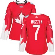 Wholesale Cheap Team Canada #7 Jake Muzzin Red 2016 World Cup Women's Stitched NHL Jersey