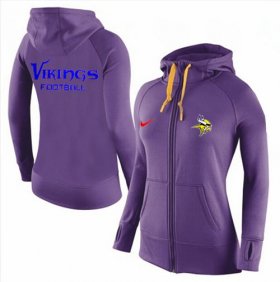 Wholesale Cheap Women\'s Nike Minnesota Vikings Full-Zip Performance Hoodie Purple_1