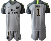 Wholesale Cheap Paris Saint-Germain #1 Buffon Grey Goalkeeper Soccer Club Jersey