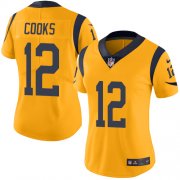 Wholesale Cheap Nike Rams #12 Brandin Cooks Gold Women's Stitched NFL Limited Rush Jersey