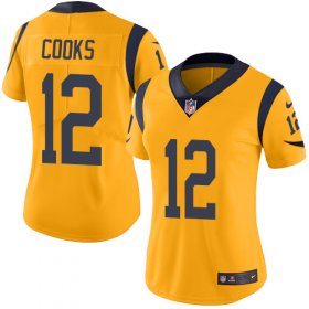 Wholesale Cheap Nike Rams #12 Brandin Cooks Gold Women\'s Stitched NFL Limited Rush Jersey