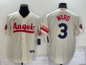Wholesale Cheap Men\'s Los Angeles Angels #3 Taylor Ward Cream 2022 City Connect Cool Base Stitched Jersey