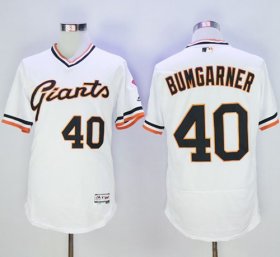 Wholesale Cheap Giants #40 Madison Bumgarner White Flexbase Authentic Collection Cooperstown Stitched MLB Jersey