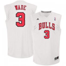 Wholesale Cheap Chicago Bulls 3 Dwayne Wade White Fashion Replica Jersey