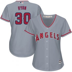 Wholesale Cheap Angels #30 Nolan Ryan Grey Road Women\'s Stitched MLB Jersey