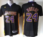 Wholesale Cheap Los Angeles Lakers #24 Kobe Bryant Revolution 30 Swingman 2014 New Black With Purple Short-Sleeved Jersey