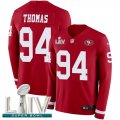 Wholesale Cheap Nike 49ers #94 Solomon Thomas Red Super Bowl LIV 2020 Team Color Men's Stitched NFL Limited Therma Long Sleeve Jersey