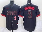 Wholesale Cheap Men's Cincinnati Reds #9 Joe Burrow Number Black 2023 City Connect Cool Base Stitched Baseball Jersey