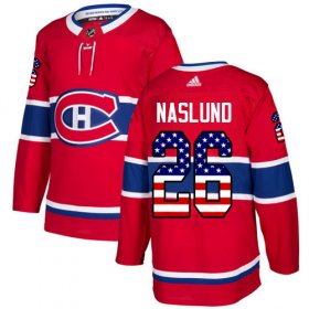 Wholesale Cheap Adidas Canadiens #26 Mats Naslund Red Home Authentic USA Flag Stitched NHL Jersey