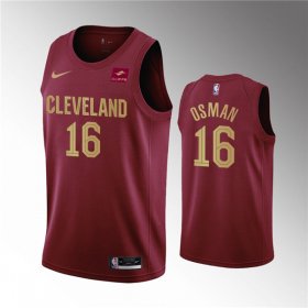 Wholesale Cheap Men\'s Cleveland Cavaliers #16 Cedi Osman Wine Icon Edition Stitched Basketball Jersey