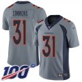 Wholesale Cheap Nike Broncos #31 Justin Simmons Gray Men's Stitched NFL Limited Inverted Legend 100th Season Jersey