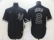 Wholesale Cheap Men New York Yankees 2 Jeter Black Game Nike MLB Jerseys