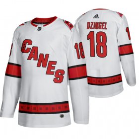 Wholesale Cheap Carolina Hurricanes #18 Ryan Dzingel Men\'s 2019-20 Away Authentic Player White Stitched NHL Jersey