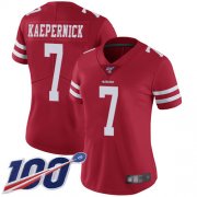 Wholesale Cheap Nike 49ers #7 Colin Kaepernick Red Team Color Women's Stitched NFL 100th Season Vapor Limited Jersey