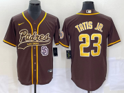 Wholesale Cheap Men's San Diego Padres #23 Fernando Tatis Jr Brown NEW 2023 Cool Base Stitched Jersey