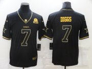 Wholesale Cheap Men's Dallas Cowboys #7 Trevon Diggs Black 60th Seasons Patch Golden Edition Stitched NFL Nike Limited Jersey