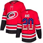 Wholesale Cheap Adidas Hurricanes #20 Sebastian Aho Red Home Authentic USA Flag Stitched NHL Jersey