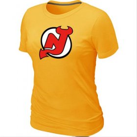 Wholesale Cheap Women\'s NHL New Jersey Devils Big & Tall Logo T-Shirt Yellow