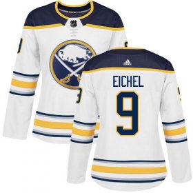 Wholesale Cheap Adidas Sabres #9 Jack Eichel White Road Authentic Women\'s Stitched NHL Jersey