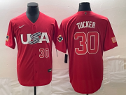 Cheap Men's USA Baseball #30 Kyle Tucker Number 2023 Red World Classic With Patch Stitched Jersey1
