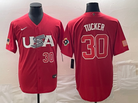 Cheap Men\'s USA Baseball #30 Kyle Tucker Number 2023 Red World Classic With Patch Stitched Jersey1