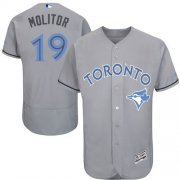 Wholesale Cheap Blue Jays #19 Paul Molitor Grey Flexbase Authentic Collection Father's Day Stitched MLB Jersey