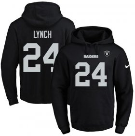 Wholesale Cheap Nike Raiders #24 Marshawn Lynch Black Name & Number Pullover NFL Hoodie