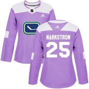 Wholesale Cheap Adidas Canucks #25 Jacob Markstrom Purple Authentic Fights Cancer Women's Stitched NHL Jersey