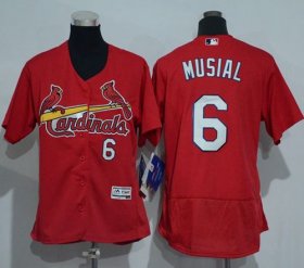 Wholesale Cheap Cardinals #6 Stan Musial Red Flexbase Authentic Women\'s Stitched MLB Jersey