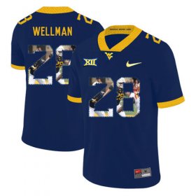 Wholesale Cheap West Virginia Mountaineers 28 Elijah Wellman Navy Fashion College Football Jersey