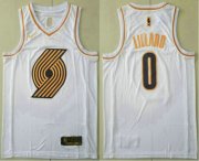 Wholesale Cheap Men's Portland Trail Blazers #0 Damian Lillard White Golden Nike Swingman Stitched NBA Jersey