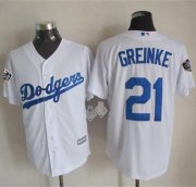 Wholesale Cheap Dodgers #21 Zack Greinke White New Cool Base 2018 World Series Stitched MLB Jersey