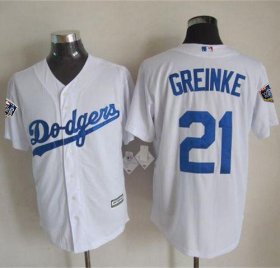 Wholesale Cheap Dodgers #21 Zack Greinke White New Cool Base 2018 World Series Stitched MLB Jersey