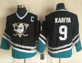 Wholesale Cheap Ducks #9 Paul Kariya Black CCM Throwback Youth Stitched NHL Jersey