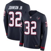 Wholesale Cheap Nike Texans #32 Lonnie Johnson Jr. Navy Blue Team Color Men's Stitched NFL Limited Therma Long Sleeve Jersey