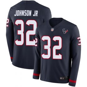 Wholesale Cheap Nike Texans #32 Lonnie Johnson Jr. Navy Blue Team Color Men\'s Stitched NFL Limited Therma Long Sleeve Jersey