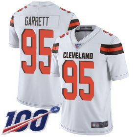 Wholesale Cheap Nike Browns #95 Myles Garrett White Men\'s Stitched NFL 100th Season Vapor Limited Jersey