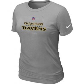 Wholesale Cheap Women\'s Nike Baltimore Ravens 2012 AFC Conference Champions Trophy Collection Long T-Shirt Light Grey